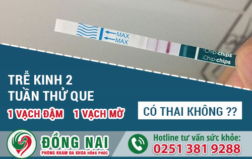 Trễ kinh 2 tuần thử que 1 vạch đậm 1 vạch mờ có thai không?